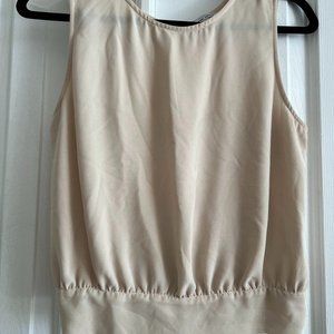 Elegant Biege Blouse with Ribbon Waist